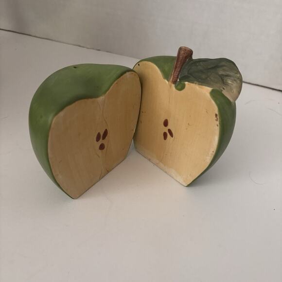 Other - Ceramic Green Apple Salt & Pepper 4” Goes Together As 1 Apple
